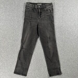 Lucky Brand High Rise Tomboy Jeans Womens 0/25 Distressed Black Straight Leg